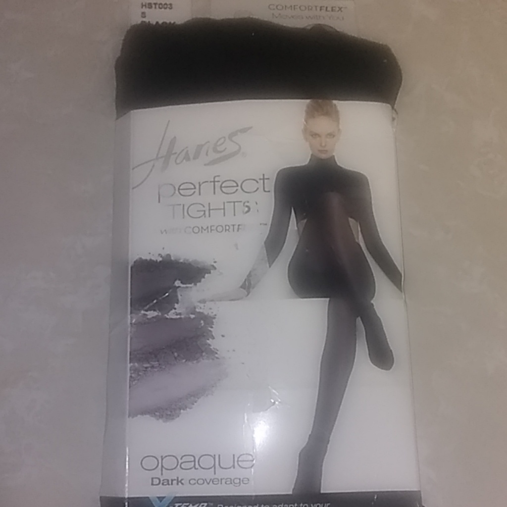 Hanes Perfect Opaque Tights Black Comfort Flex Sm